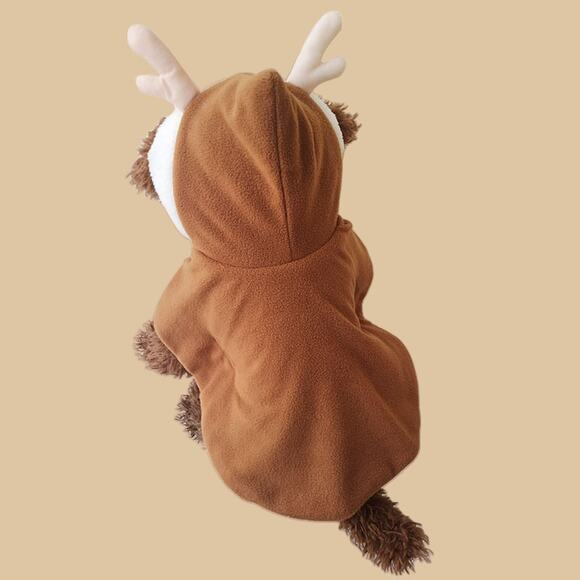 Cat Puppy Brown Cloak with Christmas Deer Costume Outfit Size S/M - Picture 2 of 6
